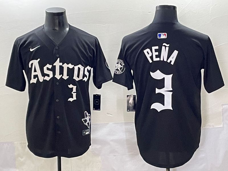 Men 2025 Houston Astros #3 Pena Black Five generations Joint Name Nike MLB Jersey style 16